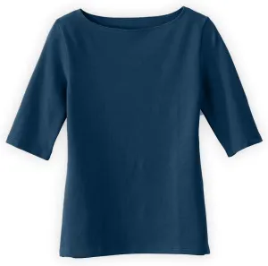 Women's Organic Pima Cotton Half Sleeve Boat Neck Top
