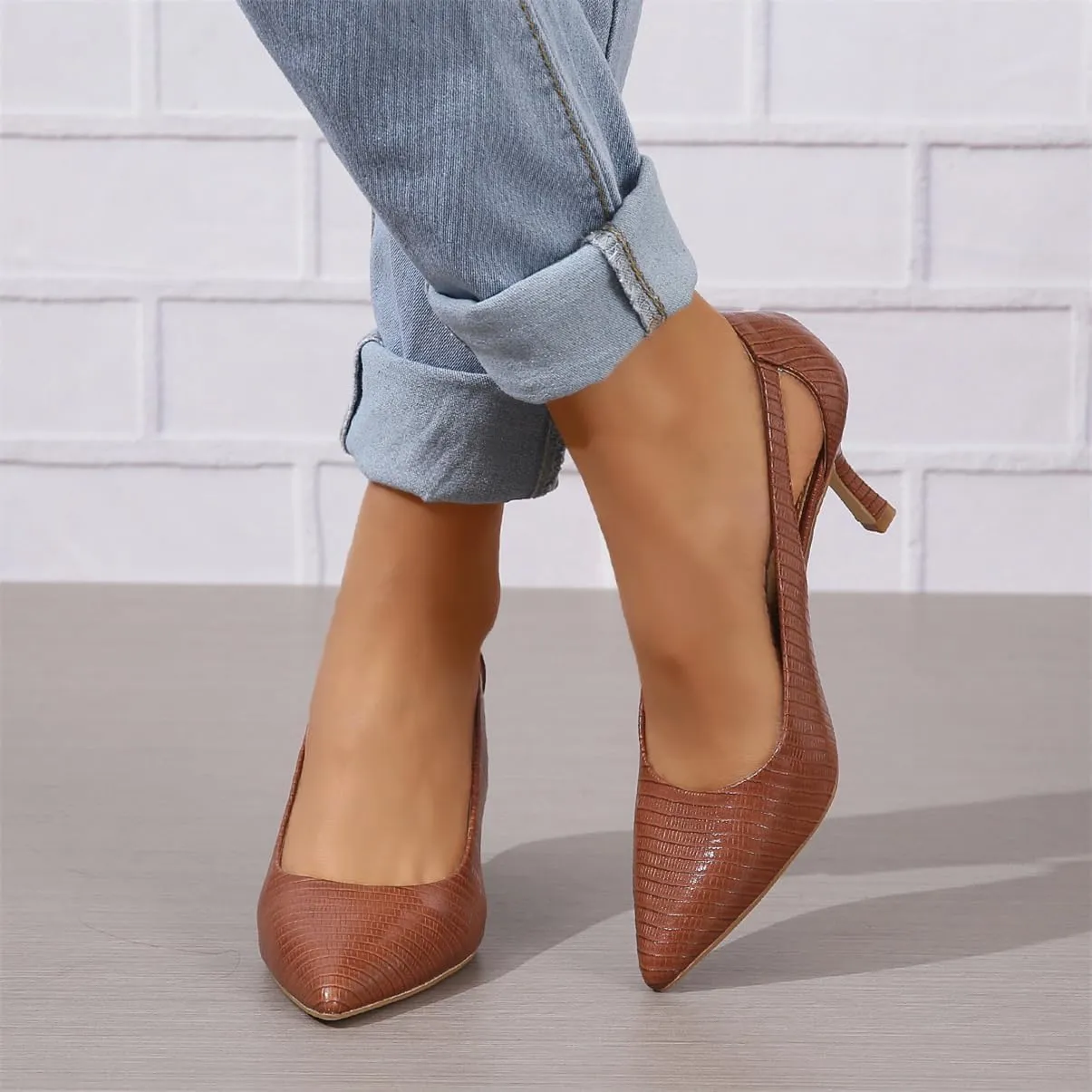 Women's Pumps Pointed Toe Pump Shoes Kitten Heel Comfort Cut Out Dress Shoes for Office Wedding Party Dressy Casual, US Size 5-11