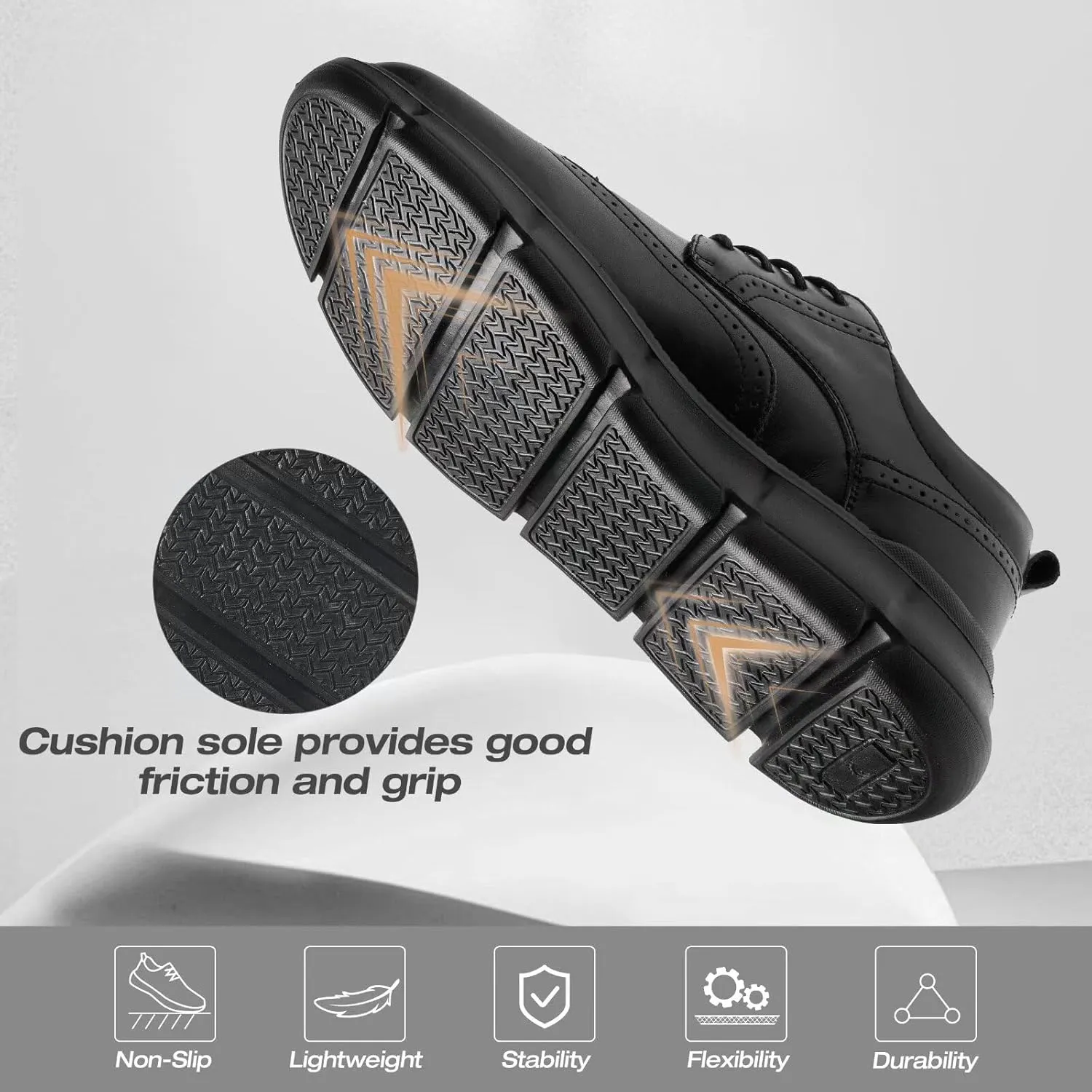 XPACS Men's Orthopedic Leather Dress Walking Shoes: Comfortable Arch Support Orthotic Plantar Fasciitis Business Formal Oxford, Flat Feet Casual Tennis Working Shoes for Foot and Heel Pain Relief