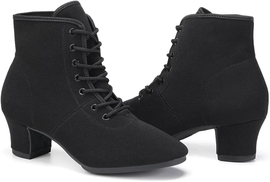 YKXLM Women's Latin Dance Shoes Closed-Toe Lace up Modern Ballroom Performence Salsa Practice Party Dancing Shoes,Model GBNJB